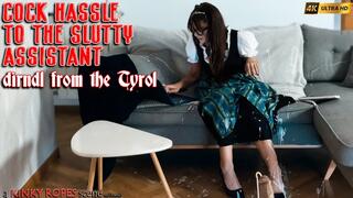 COCK HASSLE TO THE SLUTTY ASSISTANT - DIRNDL FROM TYROL by BONDAGE KINK - hogtied milf gets messy facials from a hard dick (4k)