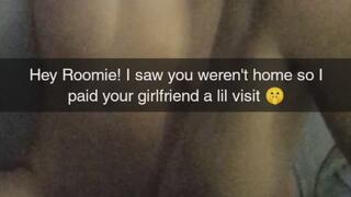 "No Please Don't Cum In Me!" Roommates Cheating Girlfriend Bred on Snapchat