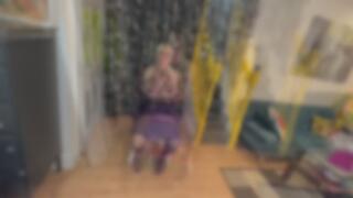 Secretary Niamh chairtied and double gagged, with a really tight tape wrap gag over a panties-stuffed ballgag