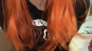 Chainsmoking 2 cigs, wearing socks, shirt and panties