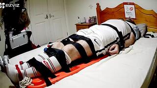 Miss M has a footballer strapped down to her backboard