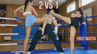 Mixed Wrestling Match 2Vs1