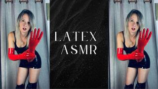 latex asmr in long red gloves