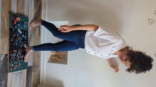 Priscilla toy car crush she crushes many tiny cars in flat sandals full body view