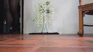 Princess Nicolle Heel Popping Queen in Black Louboutin Heels and Pantyhose