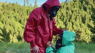 Geared Up Handjob in the Mountains