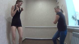 She hit my left leg with a stick 3