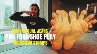 Samy POV casual jeans shoeplay, kicks and stomps