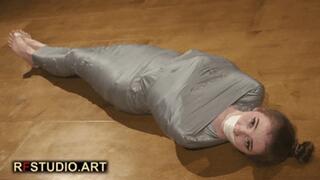 Meloxy - Tape Mummification Part 2 - Struggling on the Floor and Hair-to-Toes Hogtie (FULL HD MP4)