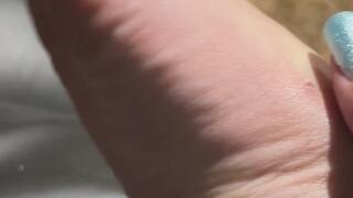 Cute Toes in Colorful Slides Wiggling