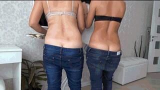 Lowered jeans sexy butts Je