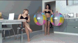 We deflate 2 huge beach balls a