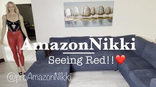 Seeing Red: Amazon Nikki’s Latex Domination Meltdown! WOW! She Strips Out Of Her Latex Leggings! Incredible!