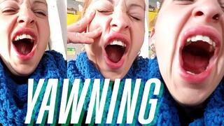 A tired and cold day Yawning