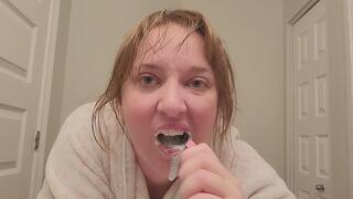 Tooth and Tongue Brushing lots of suds and drool