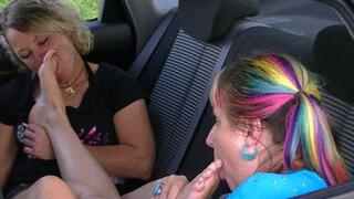 Foot love in her car (HD)