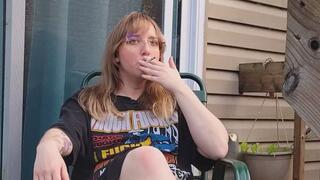 Smoking at Sunset Outside