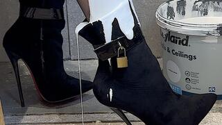 Tease Gone Wrong - 7 inch Suede Heels ruined