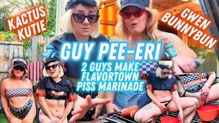 Guy PEE-eri: two girls piss in a bowl (Piss Cosplay)