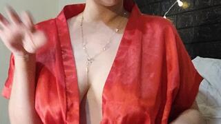 Just a cigarette in the bed - Satin robe, satin nightcap