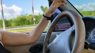 Katherine sexy driving and pedal pumping on casadei Heels