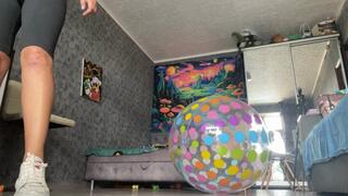 valeri ride in room on beachball