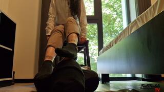 NASTY stinky black socks smelling from Lucy