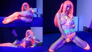 Lights off - black light on! I make my pussy glow in the dark!