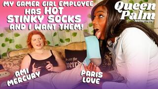 My Gamer Girl Employee Has Hot Stinky Socks and I Want Them! Featuring Ami Mercury and Paris Love