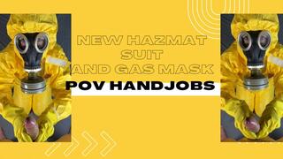 pov handjobs in new yellow hazmat suit and gas mask