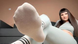 Sniff and Obey for White Workout Socks - sock smelling loser humiliation