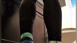 Losing Control & Wetting Denim Skirt & Black Leggings while Putting on Makeup