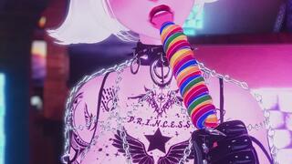 Latex & Lollipop — Slurpy Tease, Tit Bounce & Handjob Play in Choker and Pastie