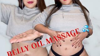 Massaging my flabby belly with oil !