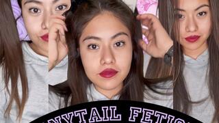 Brushing my soft and shiny hair, making me ponytails!