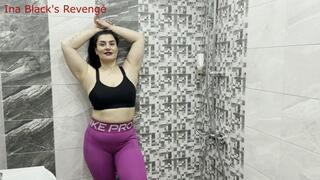 Ina Posing in the Bathroom and Measuring Her Body Parts