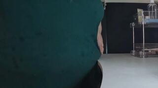 SSBBW Belly on Desk and Hairy Armpits