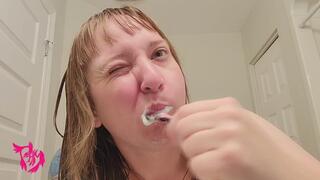 Brushing Teeth with Wet Hair Topless