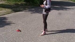 toy car crush in converse sneakers