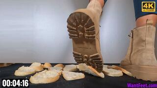 Bread Crush under Boots - 4K MP4