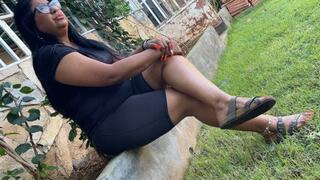 Balbina pedal pumping on flat sandals