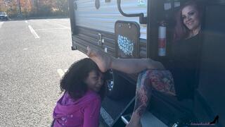 Came Across A Foot Worship - Whitney Morgan, Princess Sophia, And Autumn Bodell Outdoor Foot Slave Foot Play