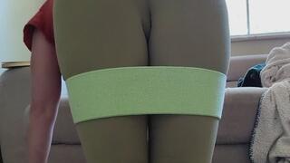 Booty Band Workout In Green Yoga Pants