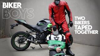 Biker Boys - Green Bike Part 2 (720p) Gay Bondage - Gay Domination - Handgag - Biker Gear - BDSM