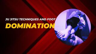 Ju jitsu techniques foot domination in white and blue gi
