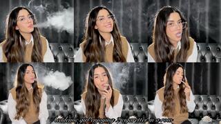 Academic girl enjoying 2 cigarettes in a row