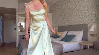 Brushing My Hair in Satin Gown