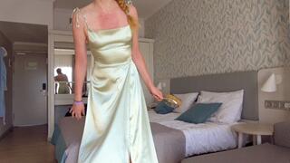 Brushing My Hair in Satin Gown 4K