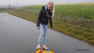 toy car crush in nike airmax sneakers