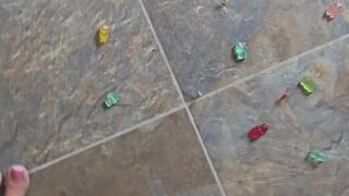 Giantess steps on Gummy bears & Tinies